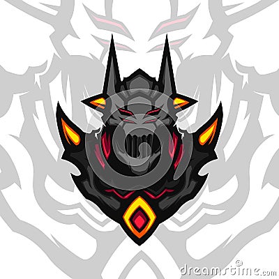 Four eyed dark lord gold horn vector mascot Vector Illustration